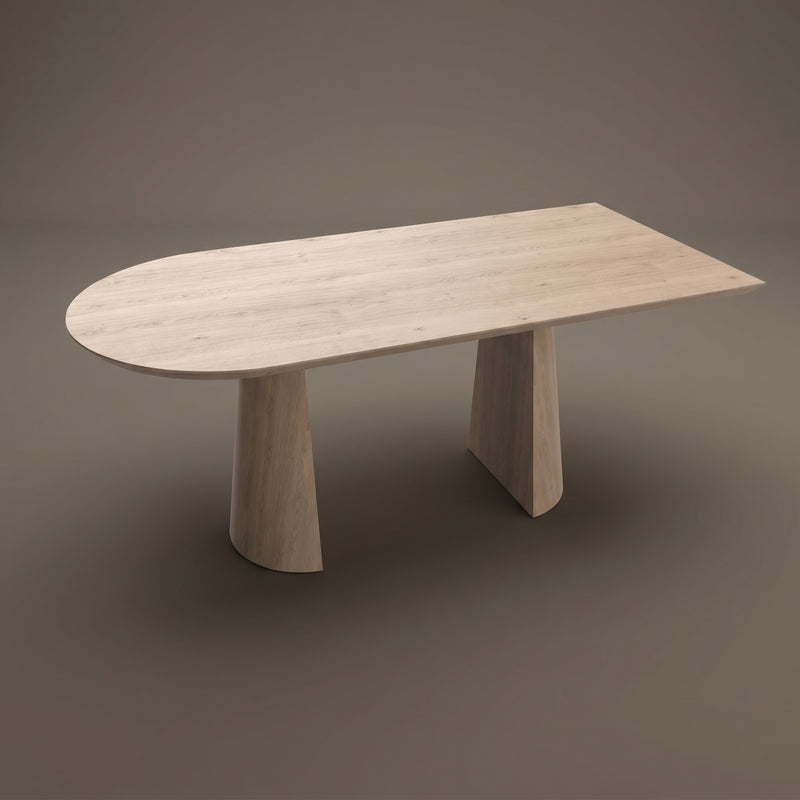 Eiken massief eettafel - Recht Rond - Half cone eiken | Industrial Home