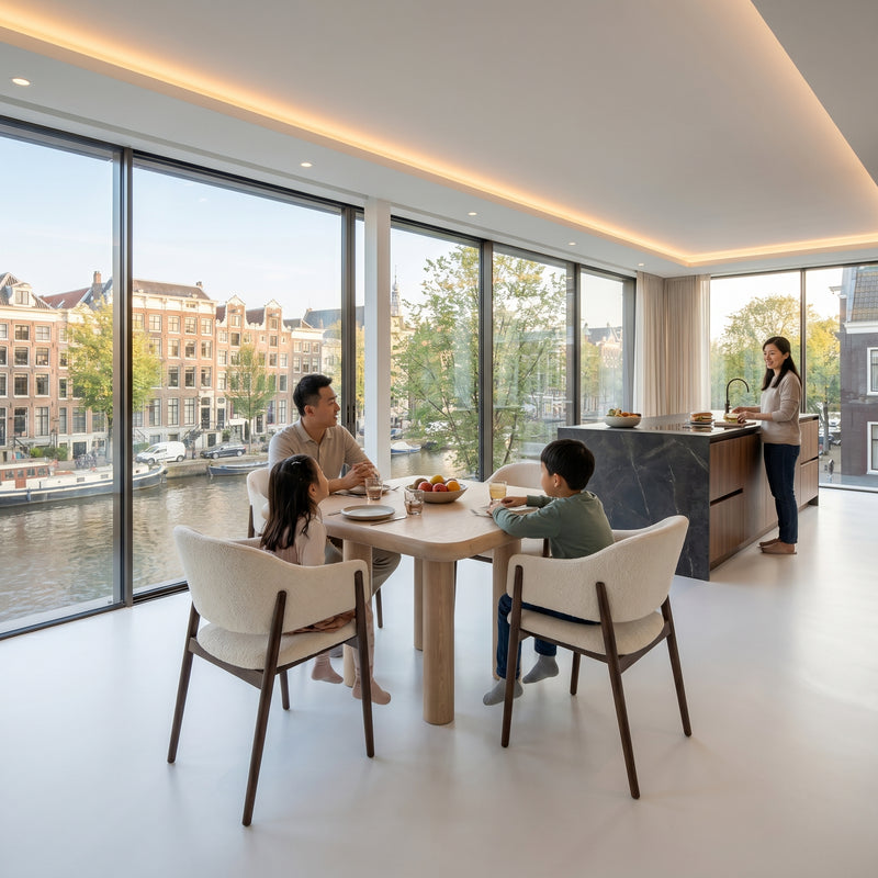 Eiken massief eettafel - Vierkant - Pole Eiken | Industrial Home