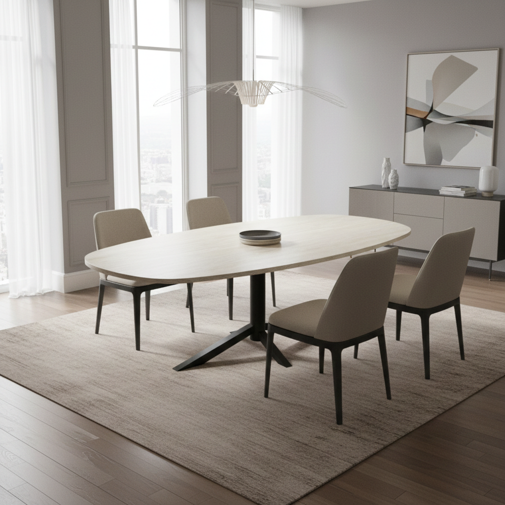 HPL dining table Soft Moon Grey - Danish Straight - Quattro H