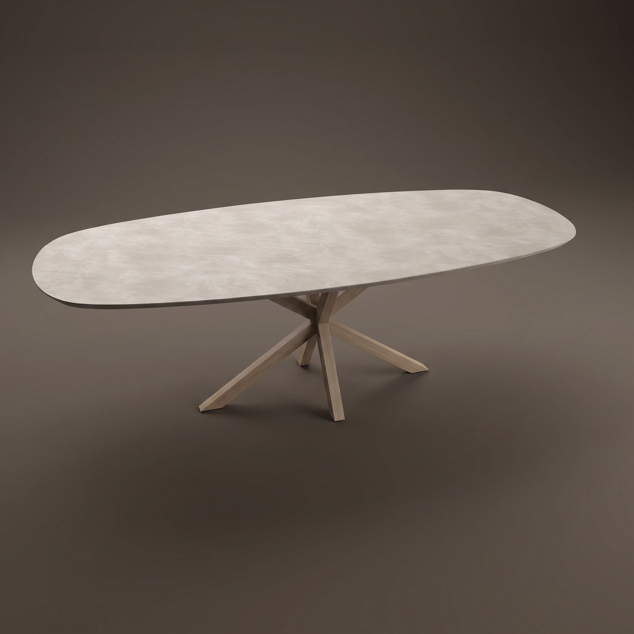 HPL dining table Casella Oak Brown - Danish Oval Straight - Wall oak - Japandi