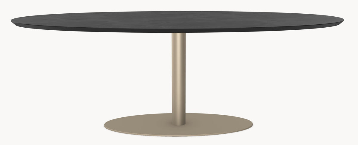Melamine eettafel Dark Concrete - Ovaal - Sol onderstel sfeerbeeld 2 - Industrial Home