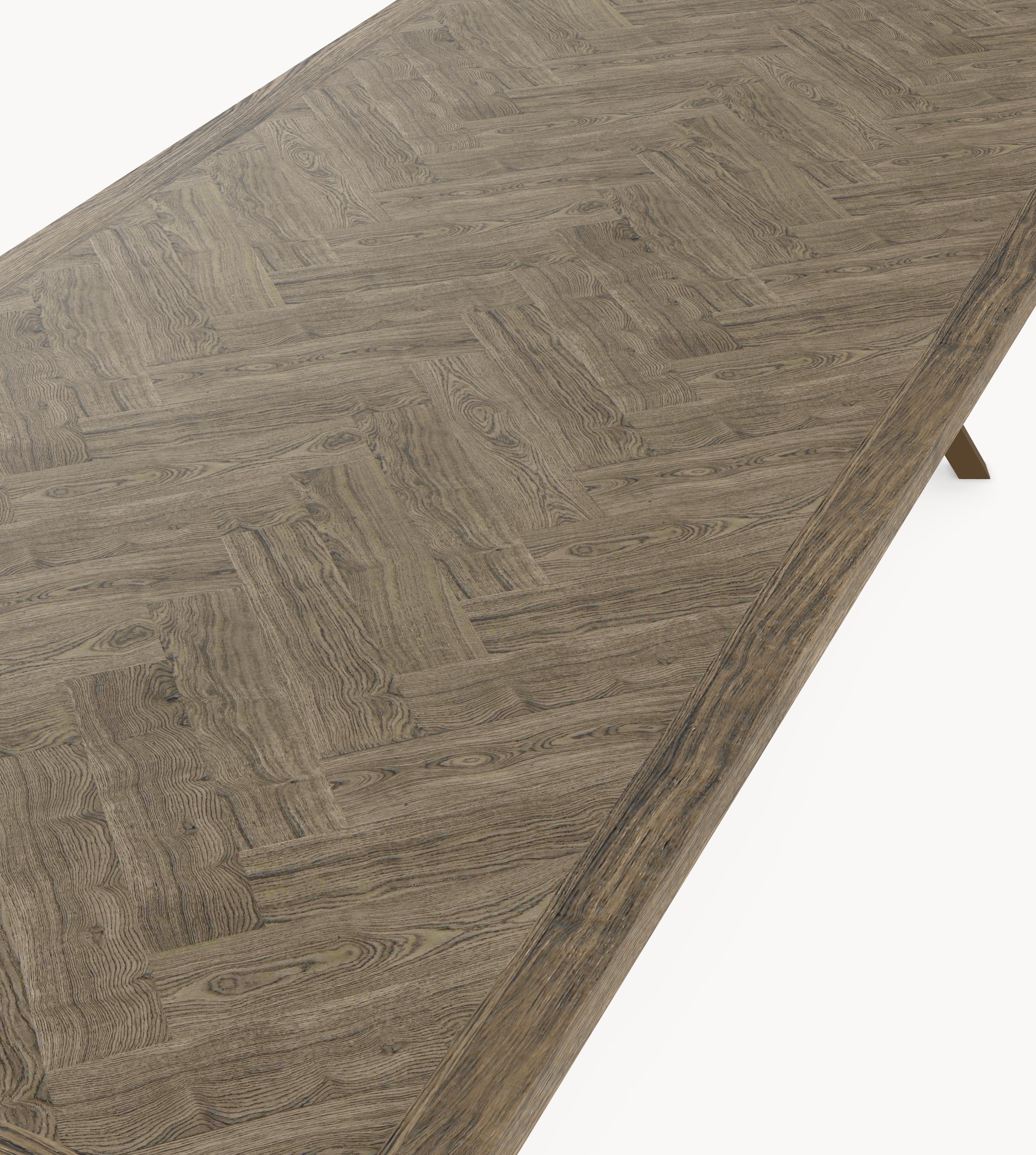 Eiken visgraat eetafel Lava Light- Recht - AX onderstel sfeerbeeld 4 - Industrial Home