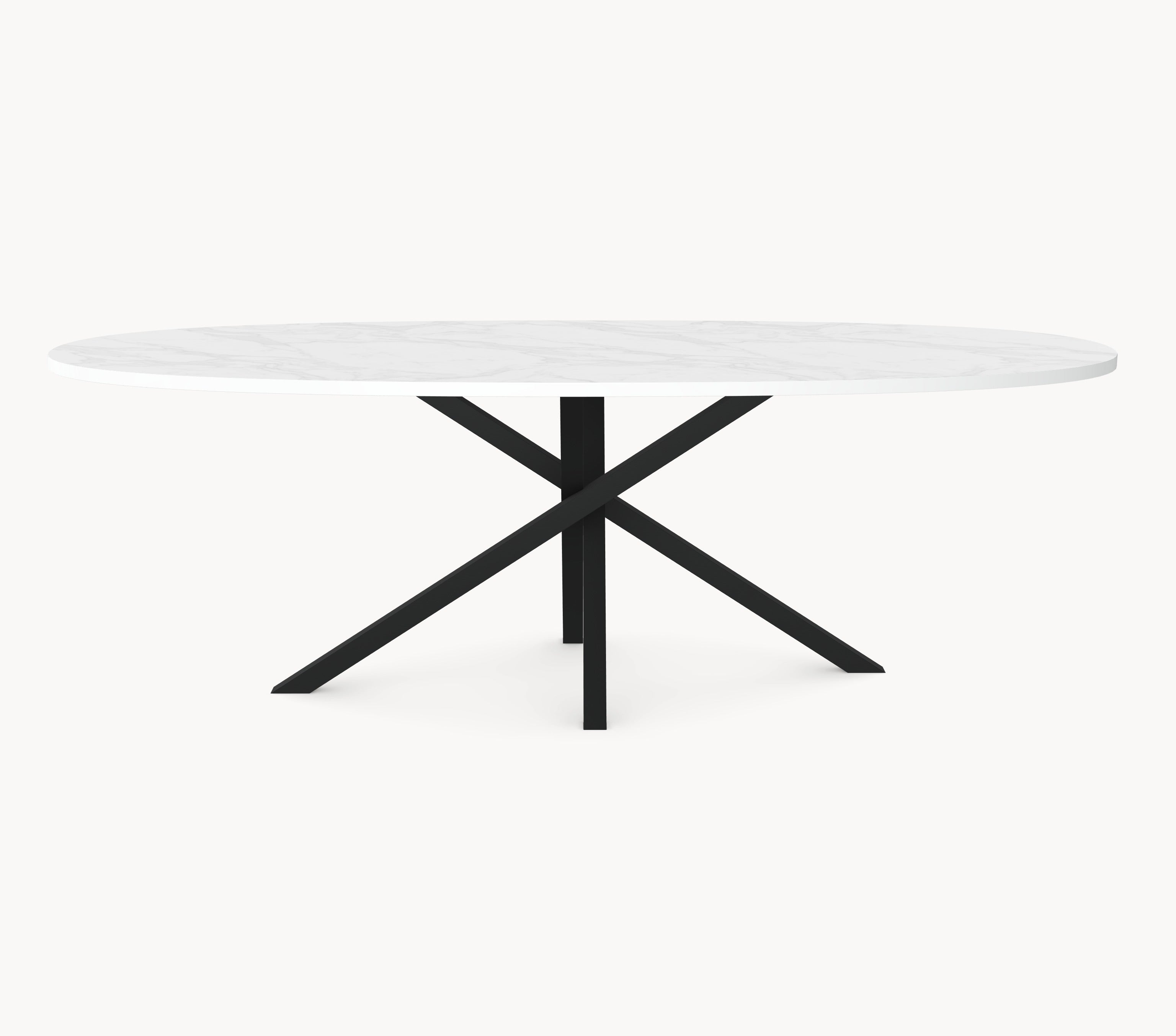 HPL eettafel White Marble - Ovaal - Matrix Twist sfeerbeeld 2 - Industrial Home