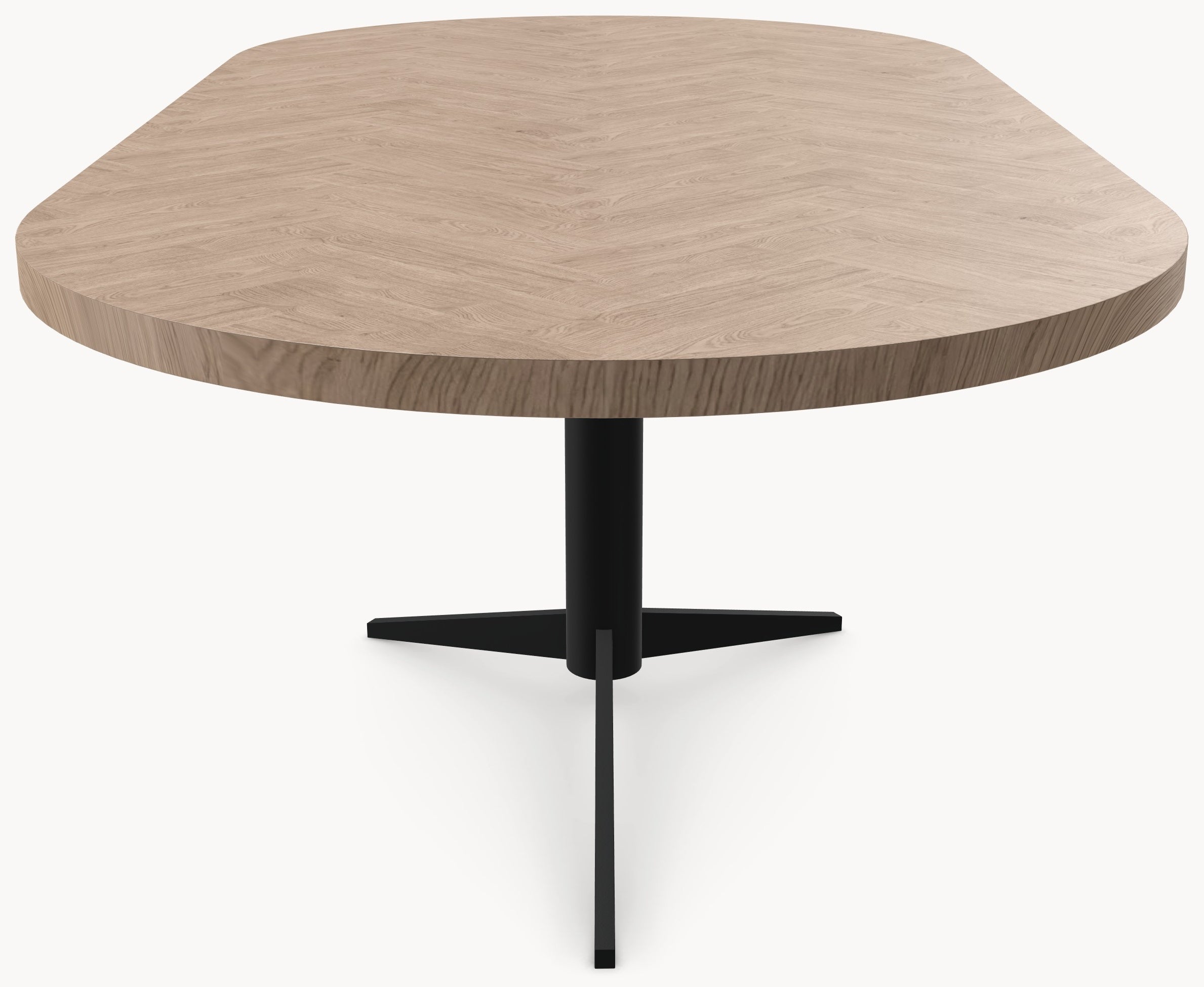 Visgraat eiken eettafel - Plat Ovaal - Trios Metaal sfeerbeeld 3 - Industrial Home