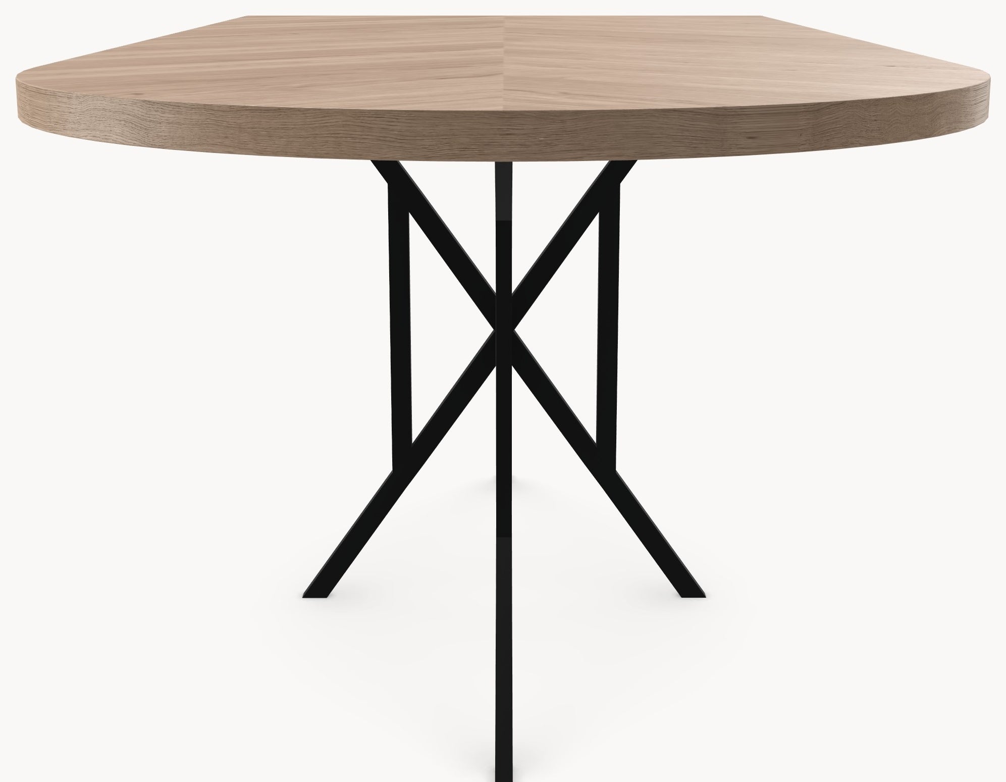 Visgraat eiken eettafel - Recht Rond - Matrix light Metaal sfeerbeeld 3 - Industrial Home