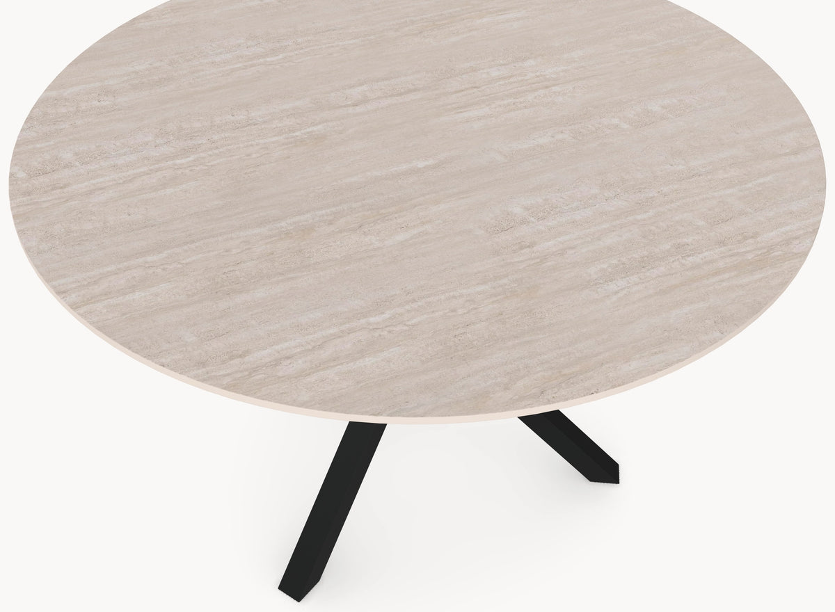 Keramiek eettafel Travertino Chiaro - Rond - Tripod Metaal sfeerbeeld 3 - Industrial Home
