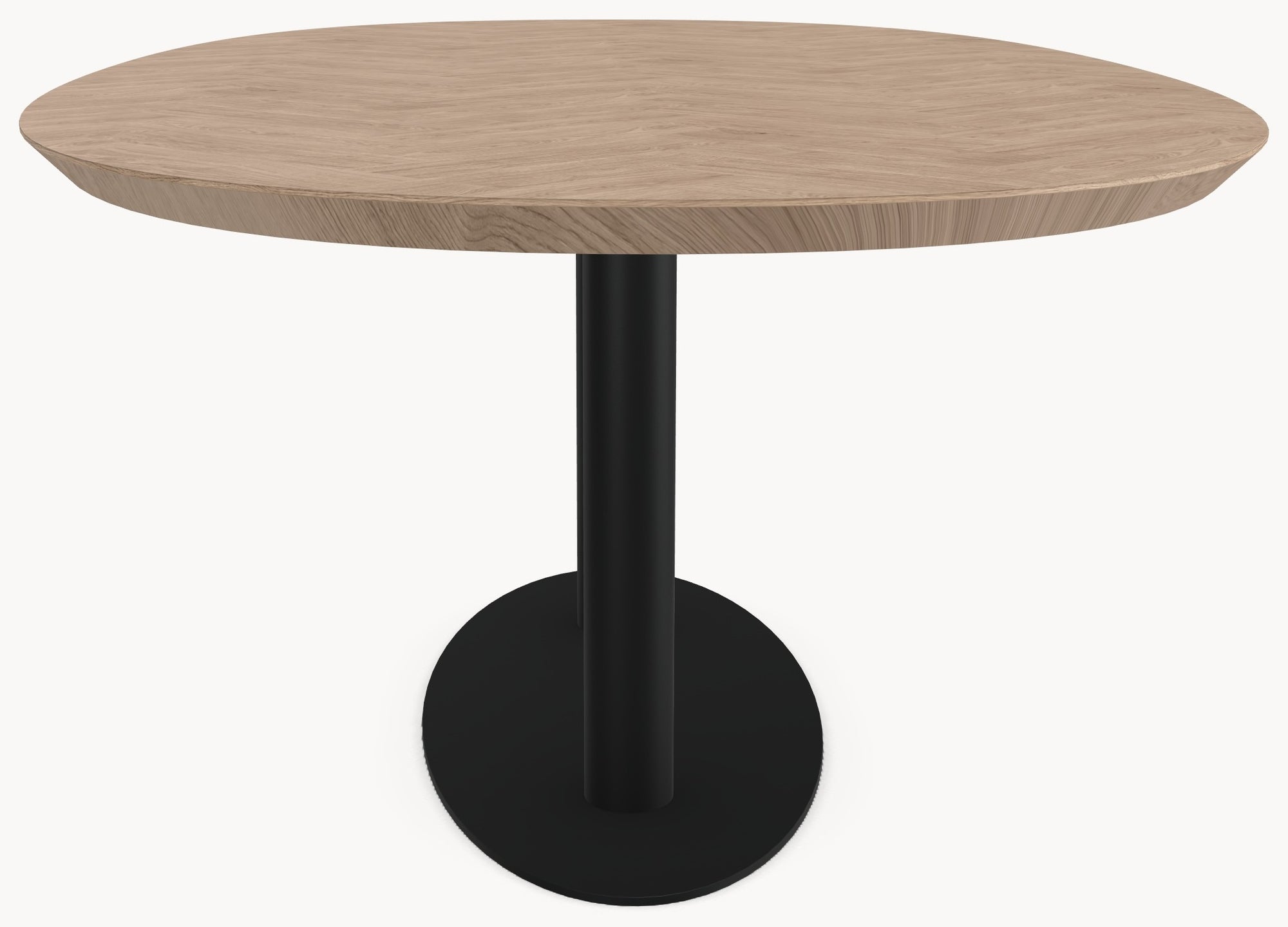 Visgraat eiken eettafel - Deens Rond - Sol Double metaal sfeerbeeld 4 - Industrial Home