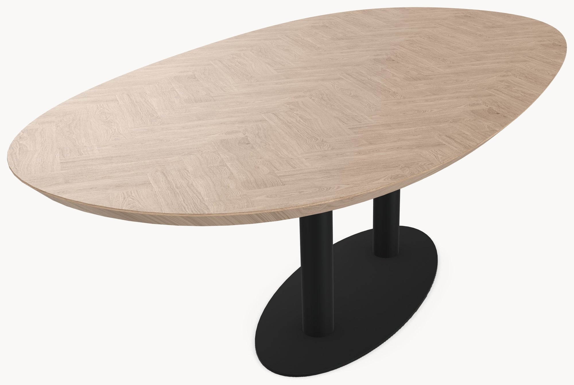 Visgraat eiken eettafel - Deens Rond - Sol Double metaal sfeerbeeld 6 - Industrial Home