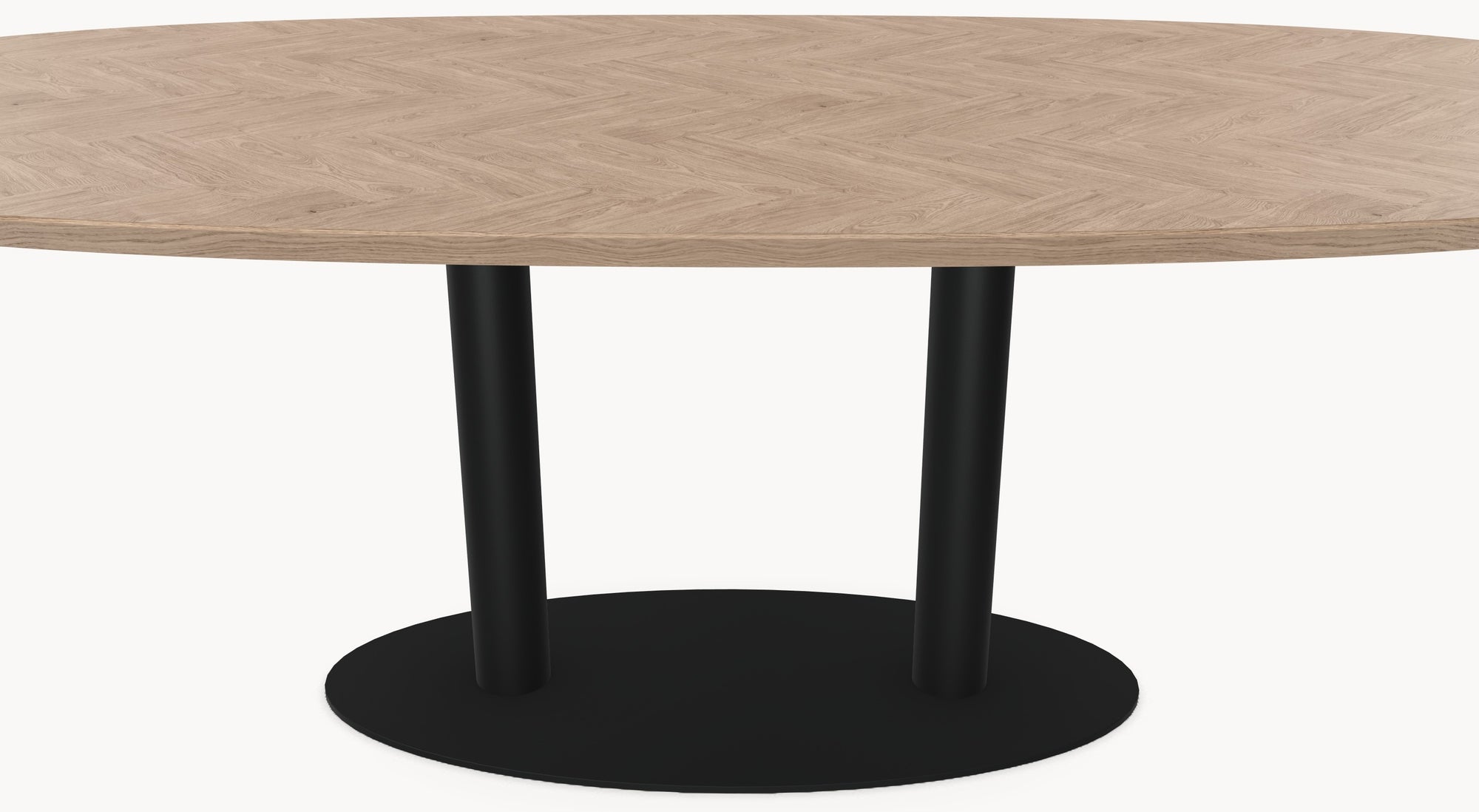 Visgraat eiken eettafel - Deens Rond - Sol Double metaal sfeerbeeld 5 - Industrial Home