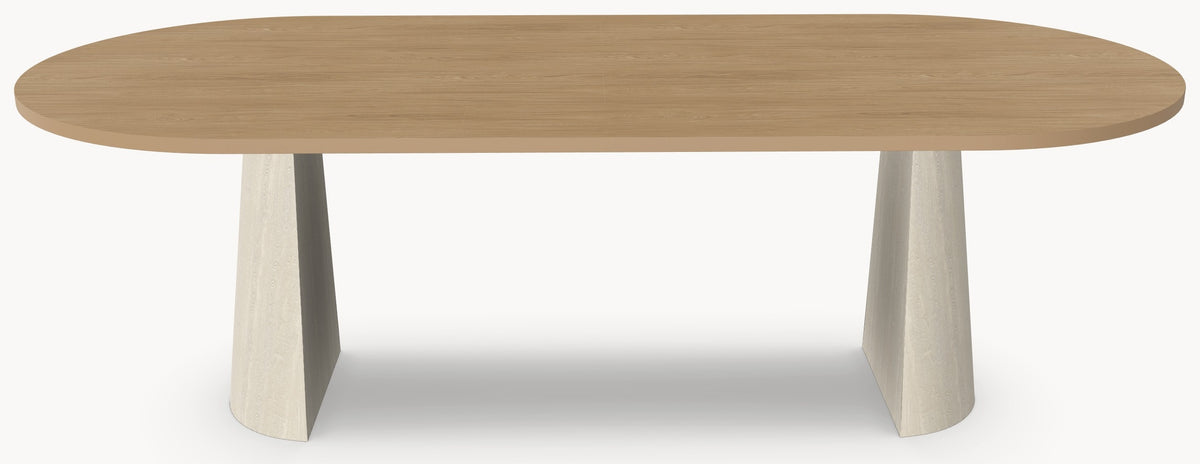 HPL eettafel Casella Oak Natural - Plat Ovaal - 2 Halfcones eiken - Japandi sfeerbeeld 2 - Industrial Home