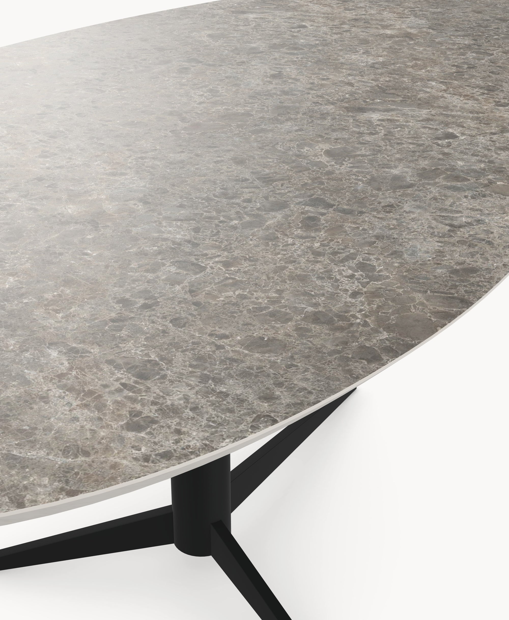 Melamine eettafel Siena Grey Marble - Kiezel B - Trios onderstel metaal - detail foto 5 | Industrial Home