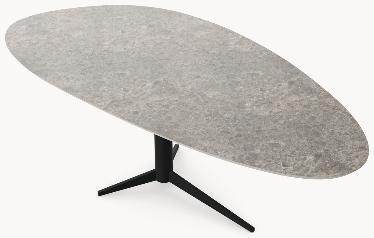 Melamine eettafel Siena Grey Marble - Kiezel B - Trios onderstel metaal - detail foto 3 | Industrial Home