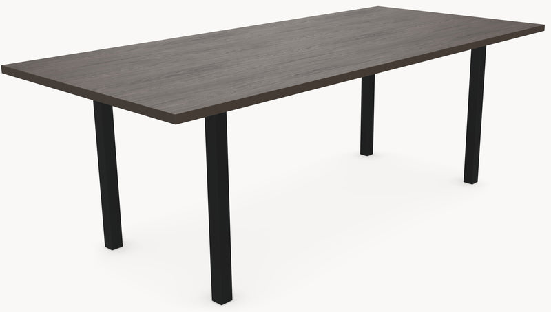 Melamine eettafel Casella Oak Chestnut Brown - Recht - N Onderstel - detail foto 2 | Industrial Home