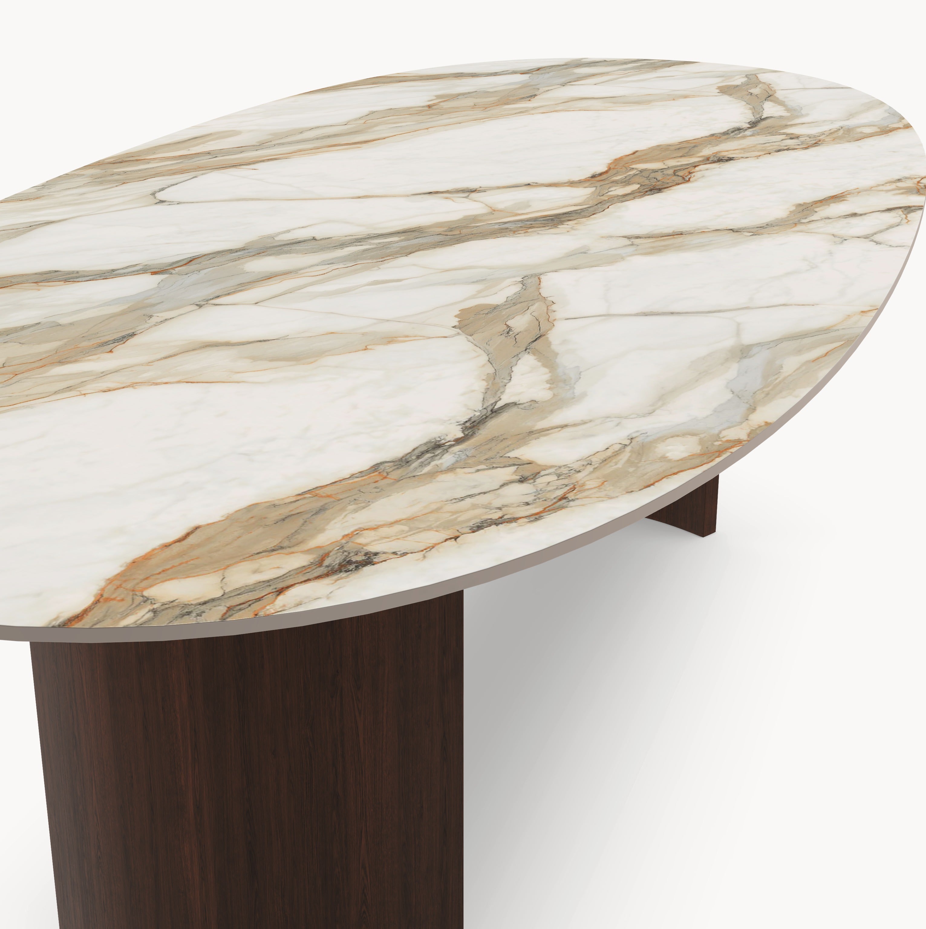 Keramische tafel Calacatta Hermitage - Deens Rond - Half Moon Eiken sfeerbeeld 6 - Industrial Home