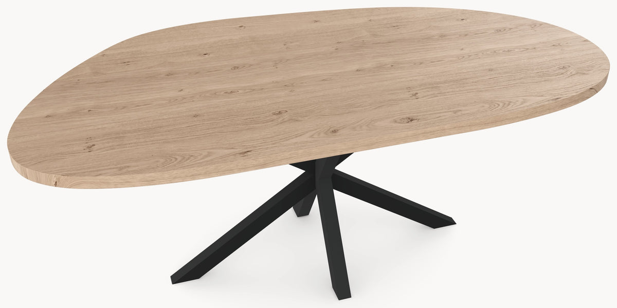 Eiken massief eettafel - Organisch - Hook Metaal - Industrial Home