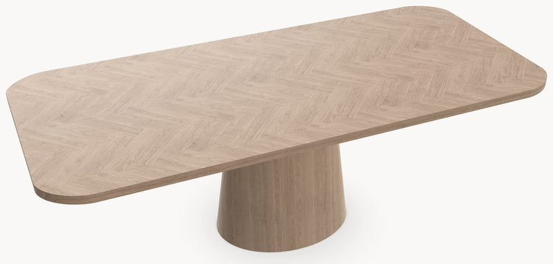 Visgraat eiken eettafel - Recht Radius - Cone eiken Eiken - Industrial Home