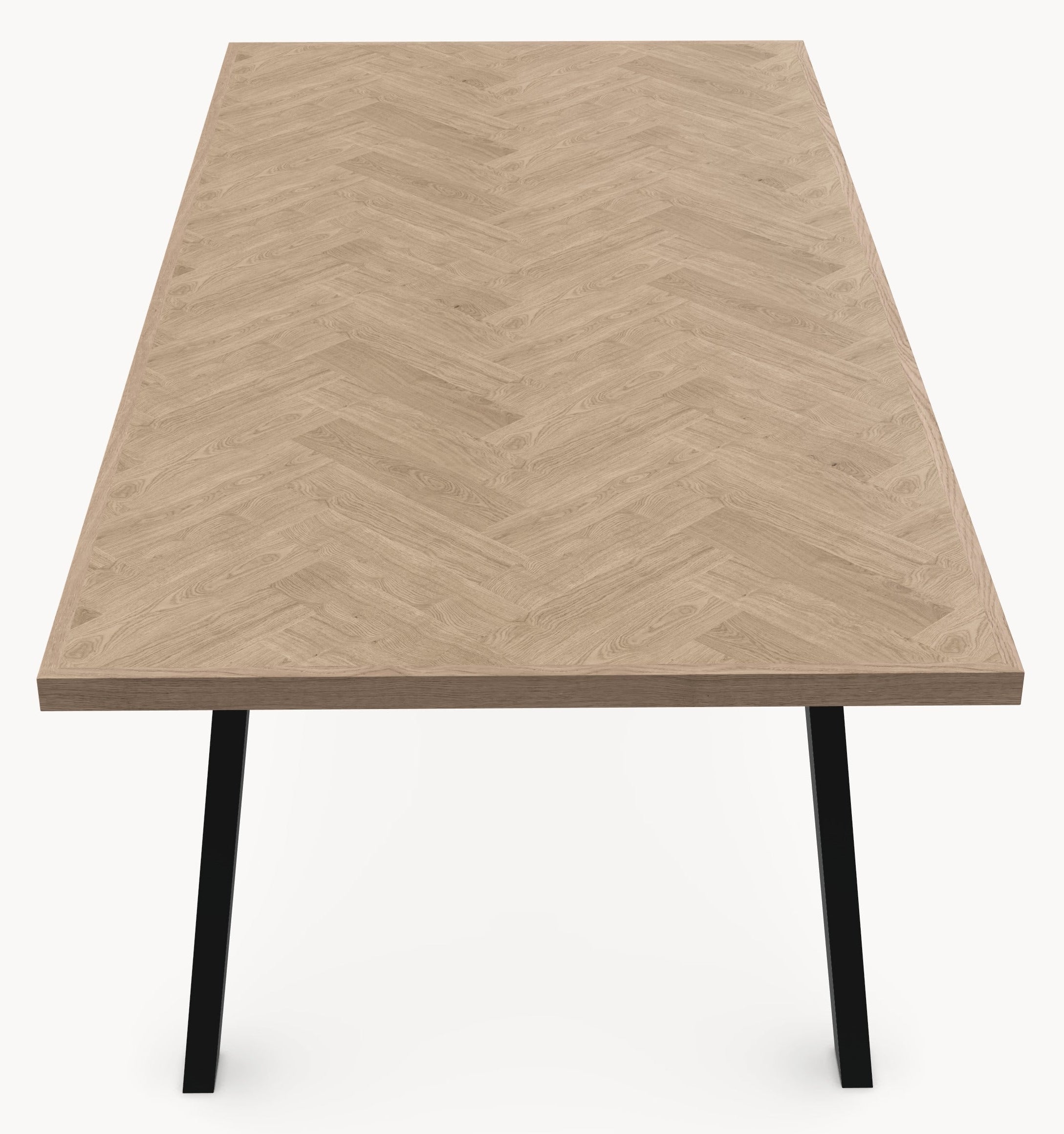 Eiken massief visgraat eettafel - Recht - A onderstel - Industrial Home