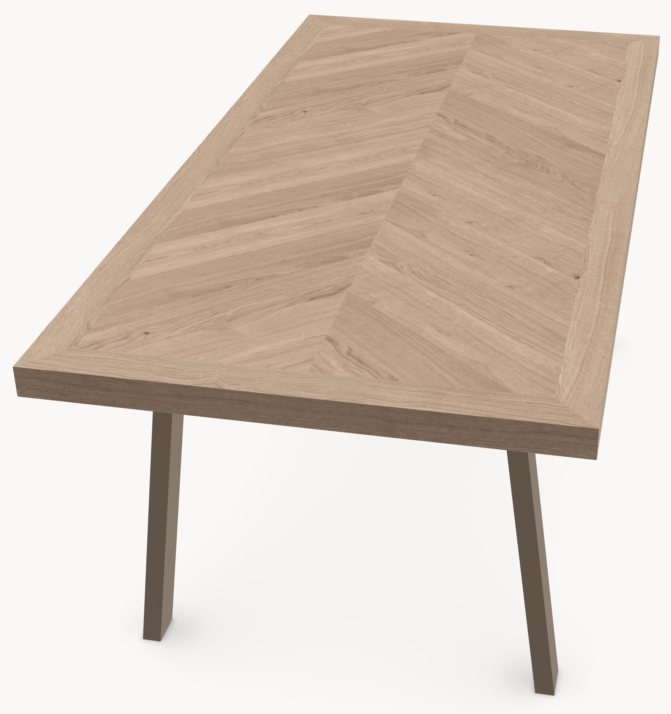 Eiken massief visgraat eettafel - Recht - A onderstel