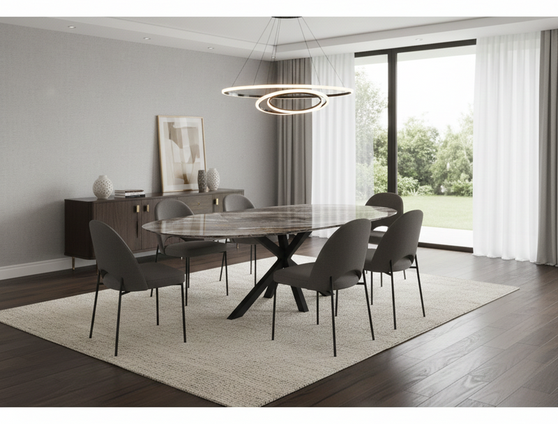 Keramiek eettafel Orobico Luxe - Organisch B - Matrix Metaal | Industrial Home