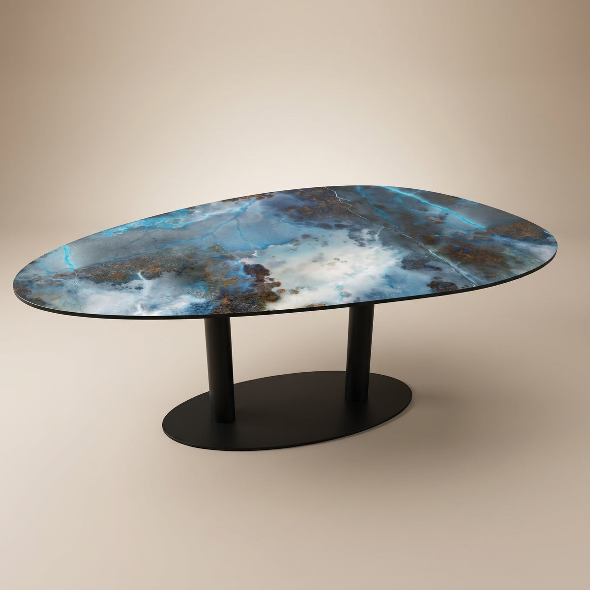 Keramiek eettafel Thunderstorm - Kiezel A - Sol double | Industrial Home