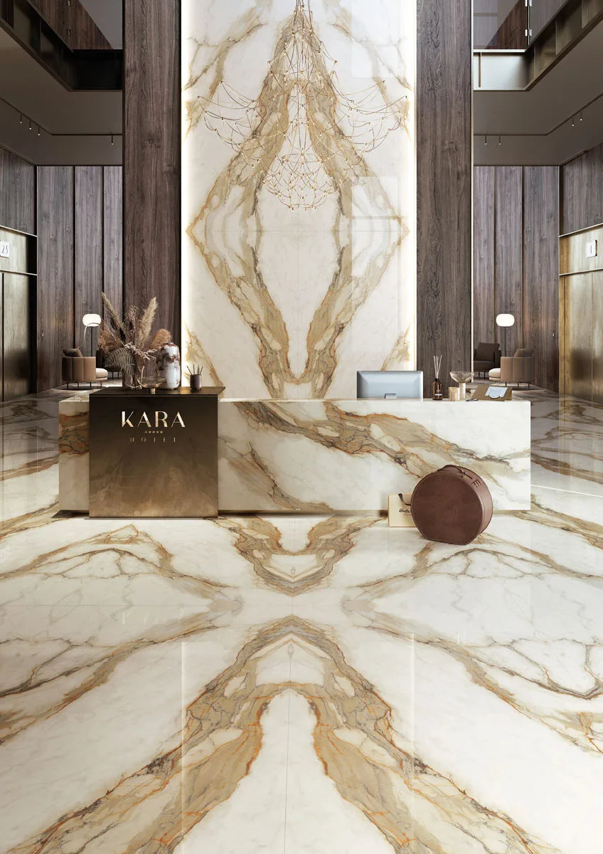 Keramische tafel Calacatta Hermitage - Deens Rond - Half Moon Eiken sfeerbeeld 9 - Industrial Home