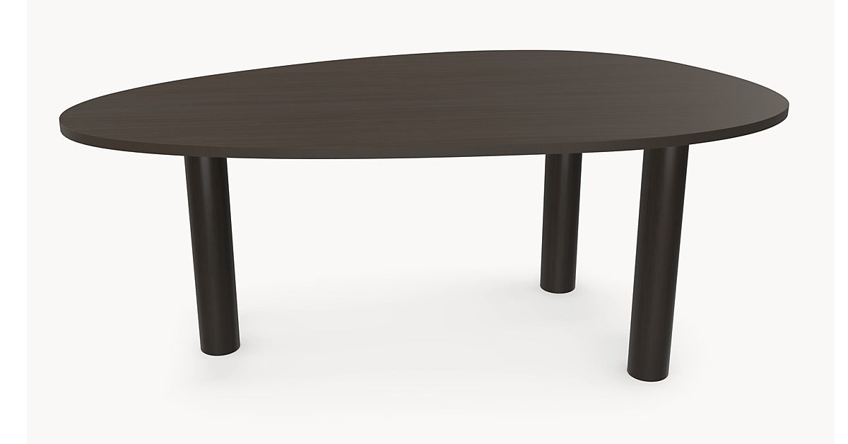 Melamine eettafel Dark Brown - Kiezel A - 3 Pole eiken Japandi onderstel