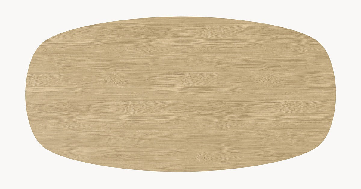 Melamine eettafel Light Oak - Deens Recht - A Angled onderstel