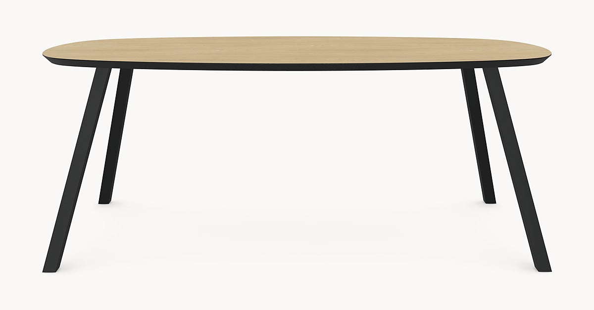 Melamine eettafel Light Oak - Deens Recht - A Angled onderstel