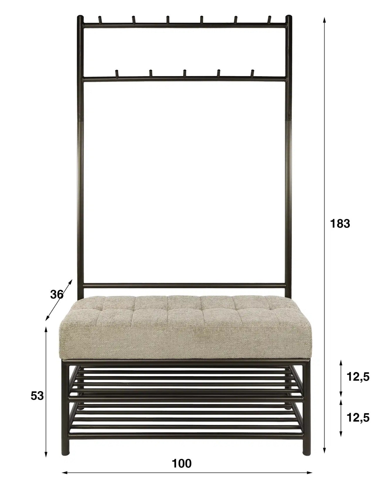 Garderobebank Luno 100cm / Drift brown sfeerbeeld 3 - Industrial Home