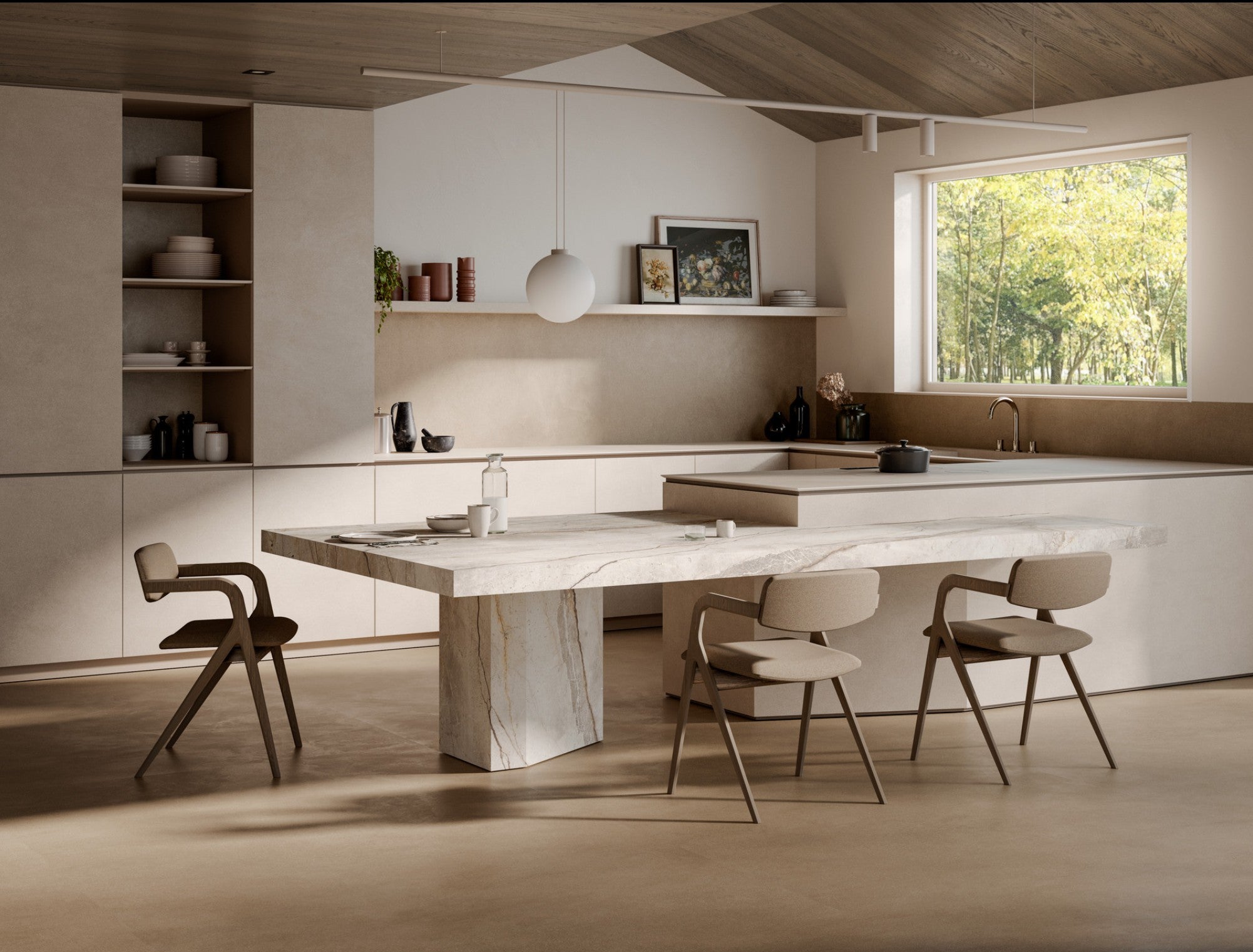 Keramische eettafel Silver Root White- Plat Ovaal - 2 Half cones eiken - Japandi sfeerbeeld 7 - Industrial Home