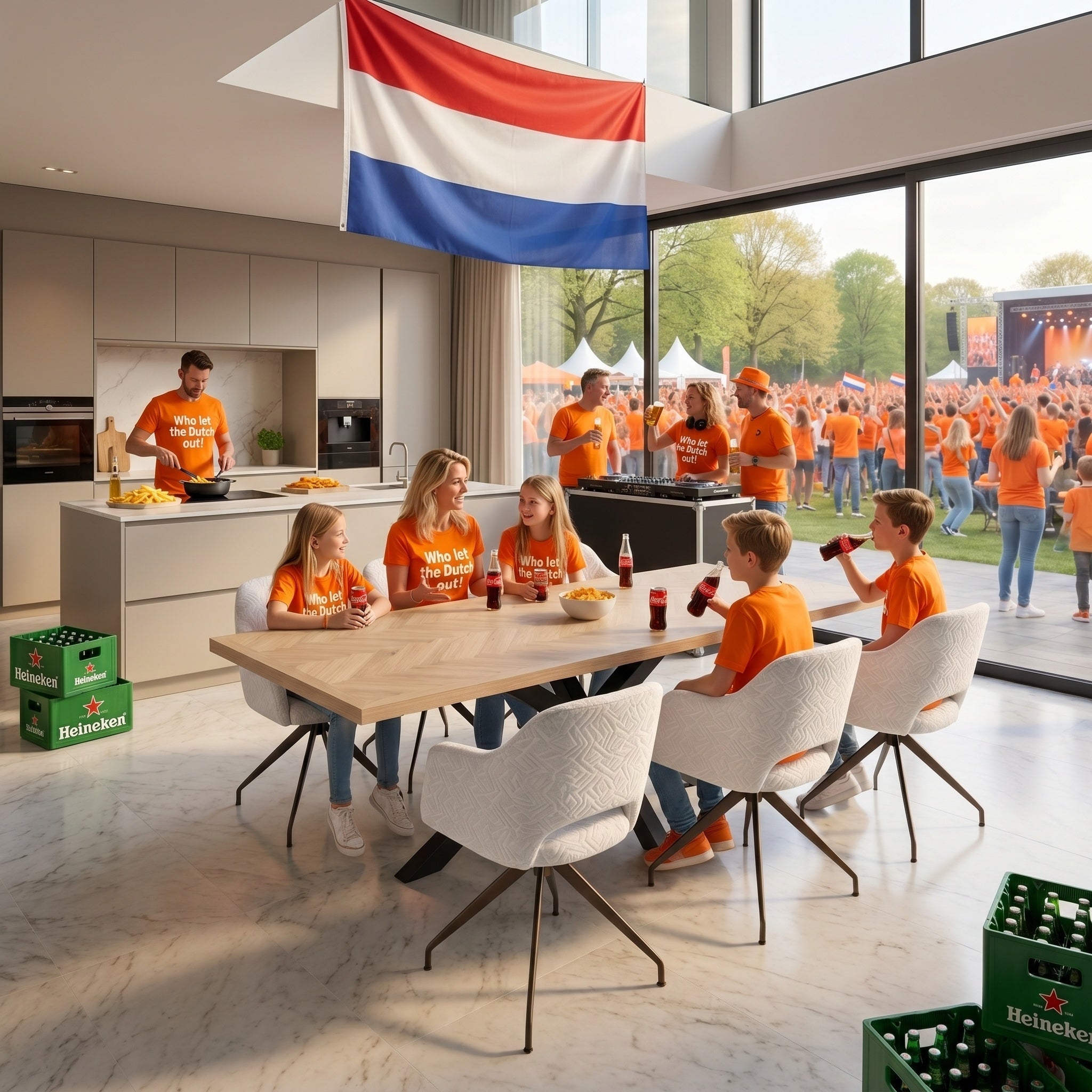 Visgraat eiken eettafel - Recht - Matrix onderstel