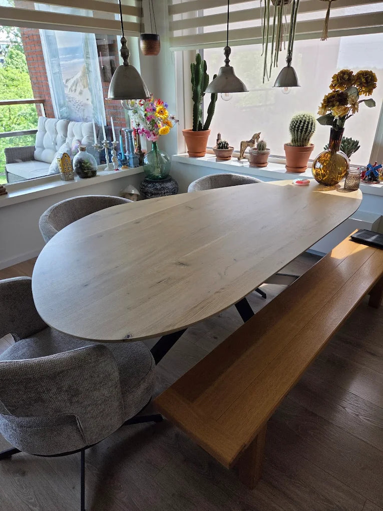 Eiken eettafel - Kiezel B - Matrix onderstel