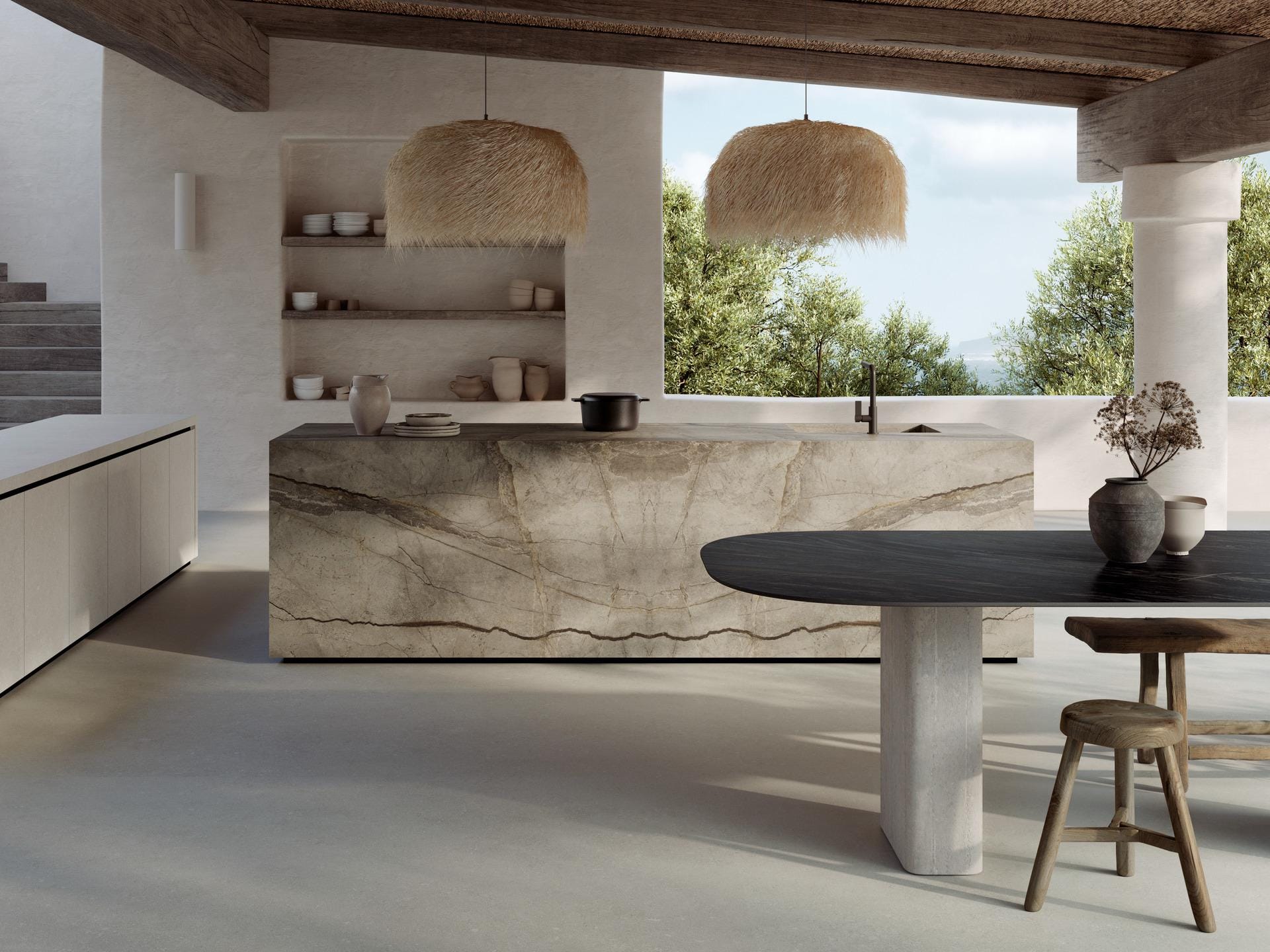Keramische eettafel Silver Root Grey- Recht Rond - Wall eiken - Japandi sfeerbeeld 4 - Industrial Home