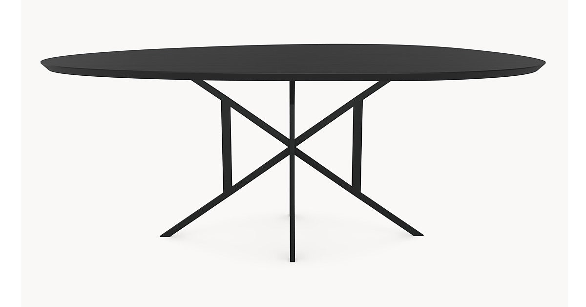 Melamine eettafel Black Oak - Kiezel A - Matrix Thin onderstel metaal