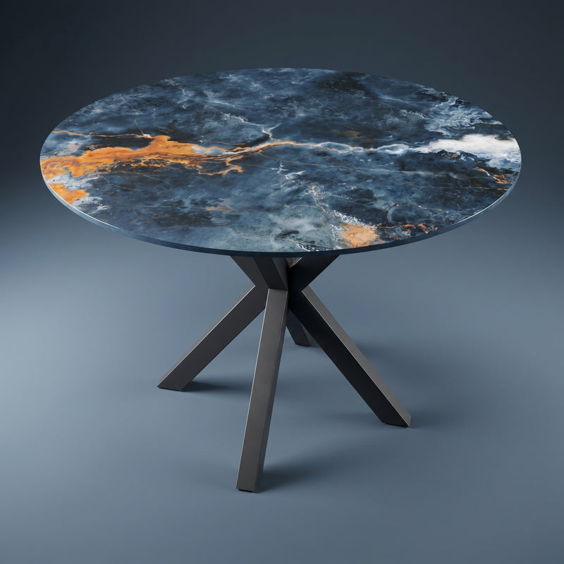 Keramiek Ocean Blue eettafel - Rond - Matrix onderstel | Industrial Home