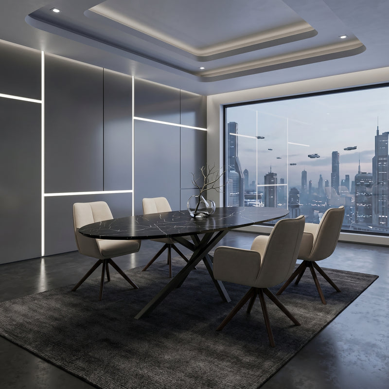 Melamine eettafel - Deens Rond - Matrix Twist | Industrial Home