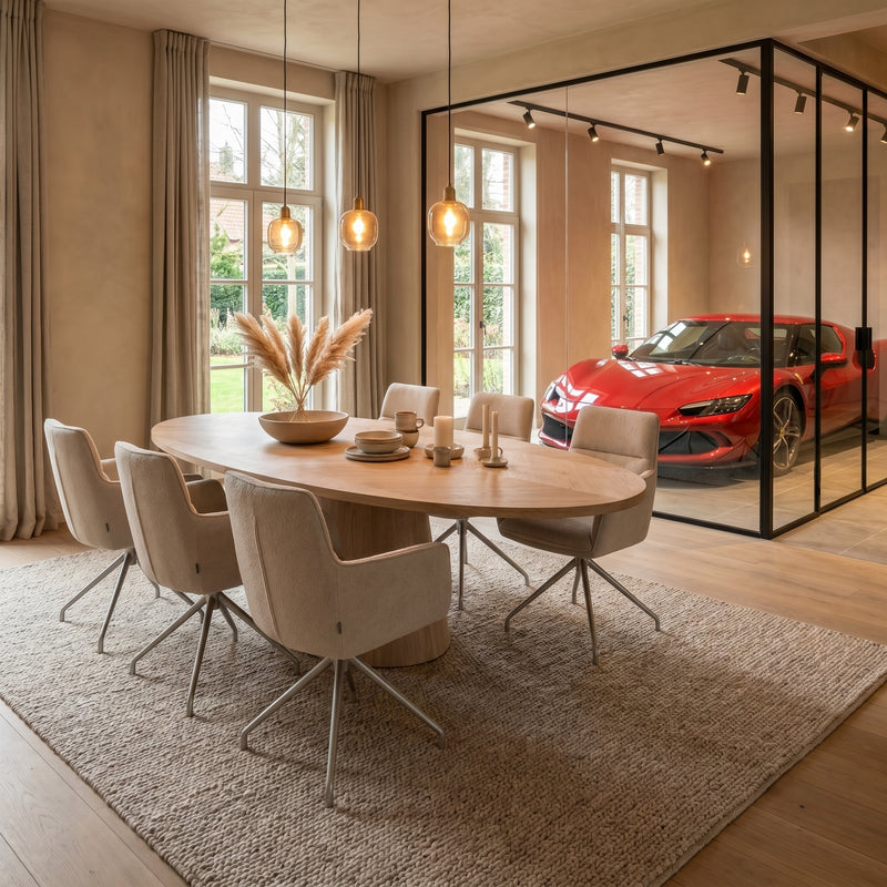 Eiken massief visgraat eettafel - Deens - Cone | Industrial Home