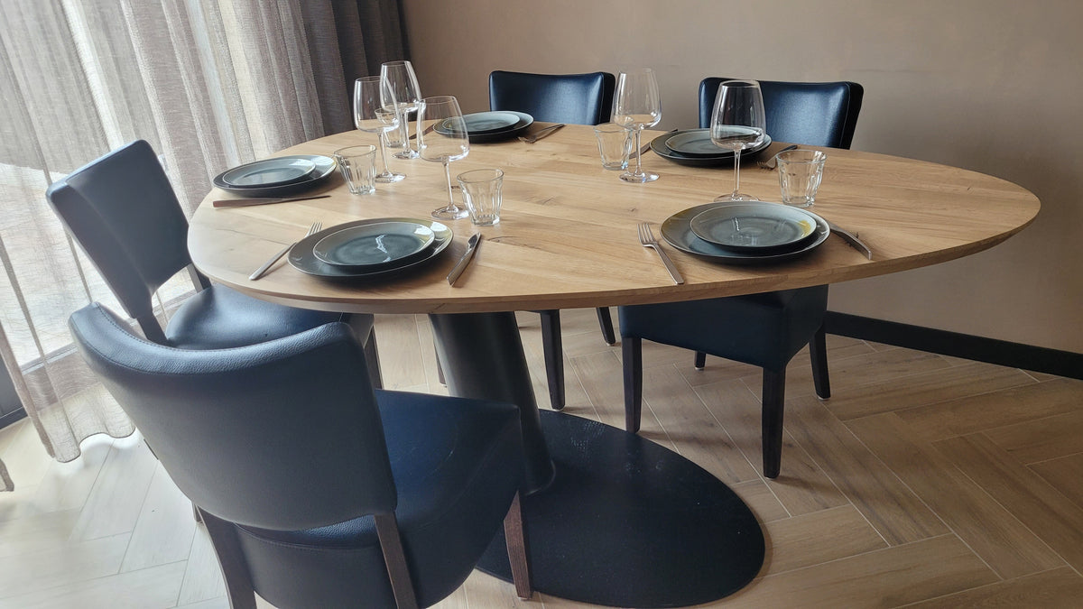 Eiken eettafel - Kiezel A - Sol metaal