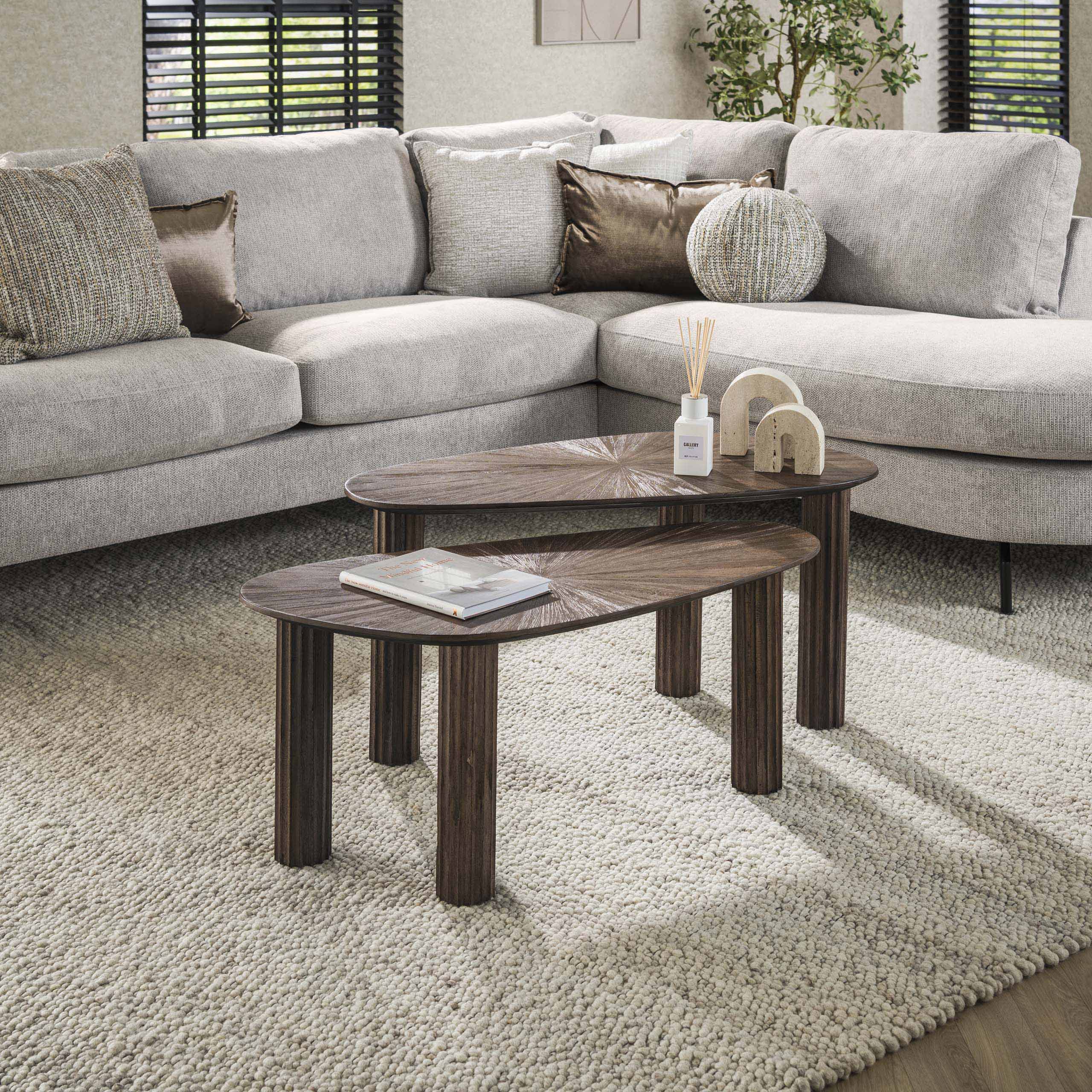 Salontafel Maya Teak organisch set/2