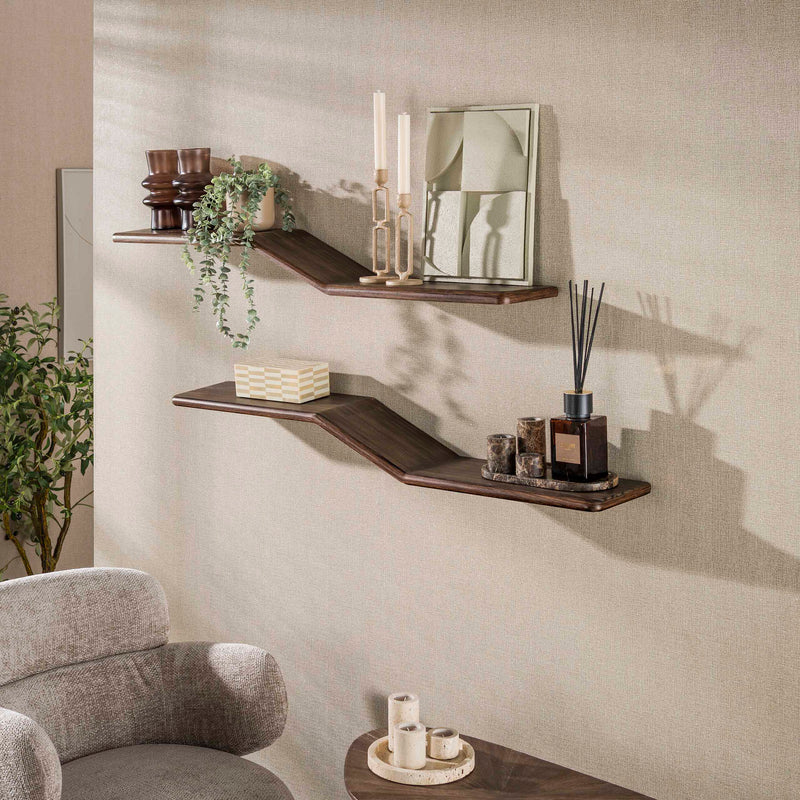 Wandplank Maya Teak S-shape set/2