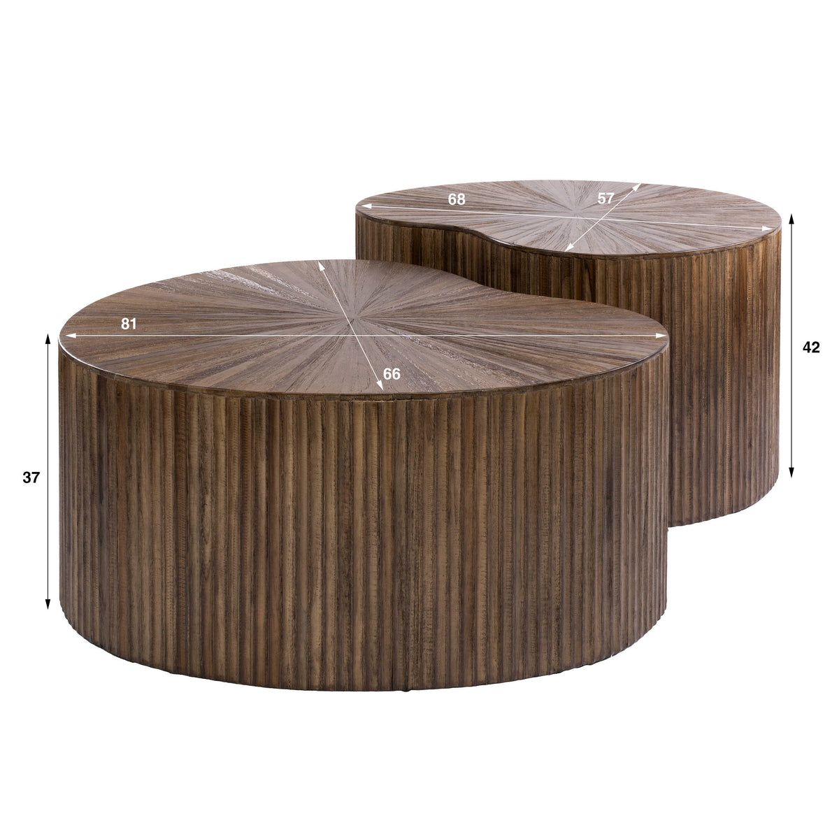 Salontafel Maya Teak niervormig set/2