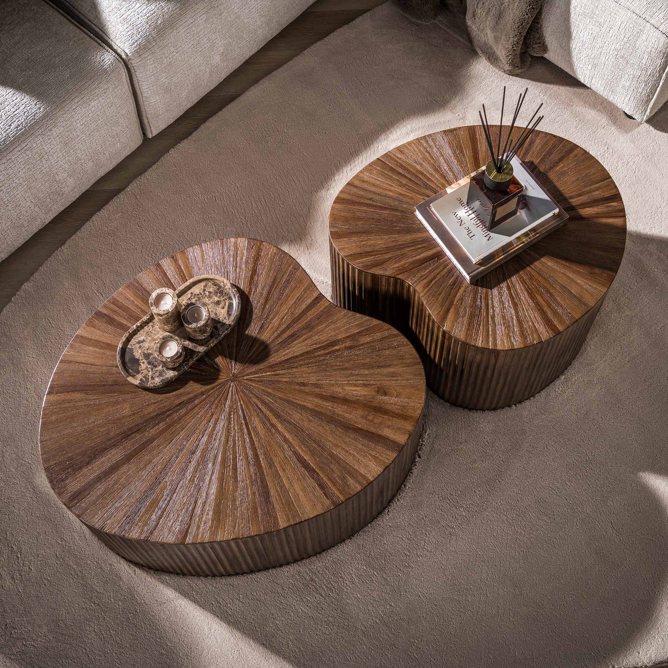 Salontafel Maya Teak niervormig set/2