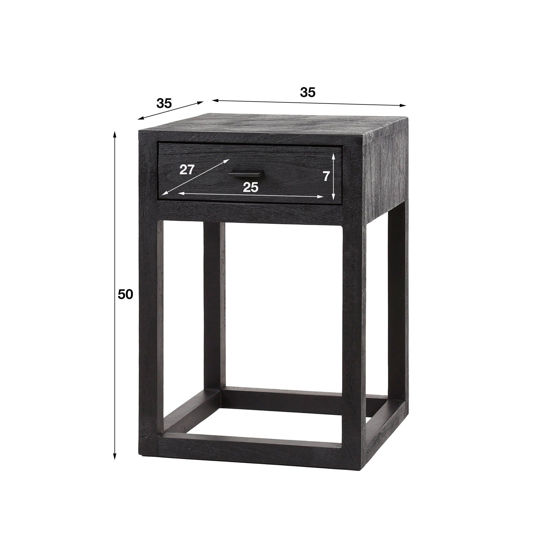 Nachtkastje Black Square 1L