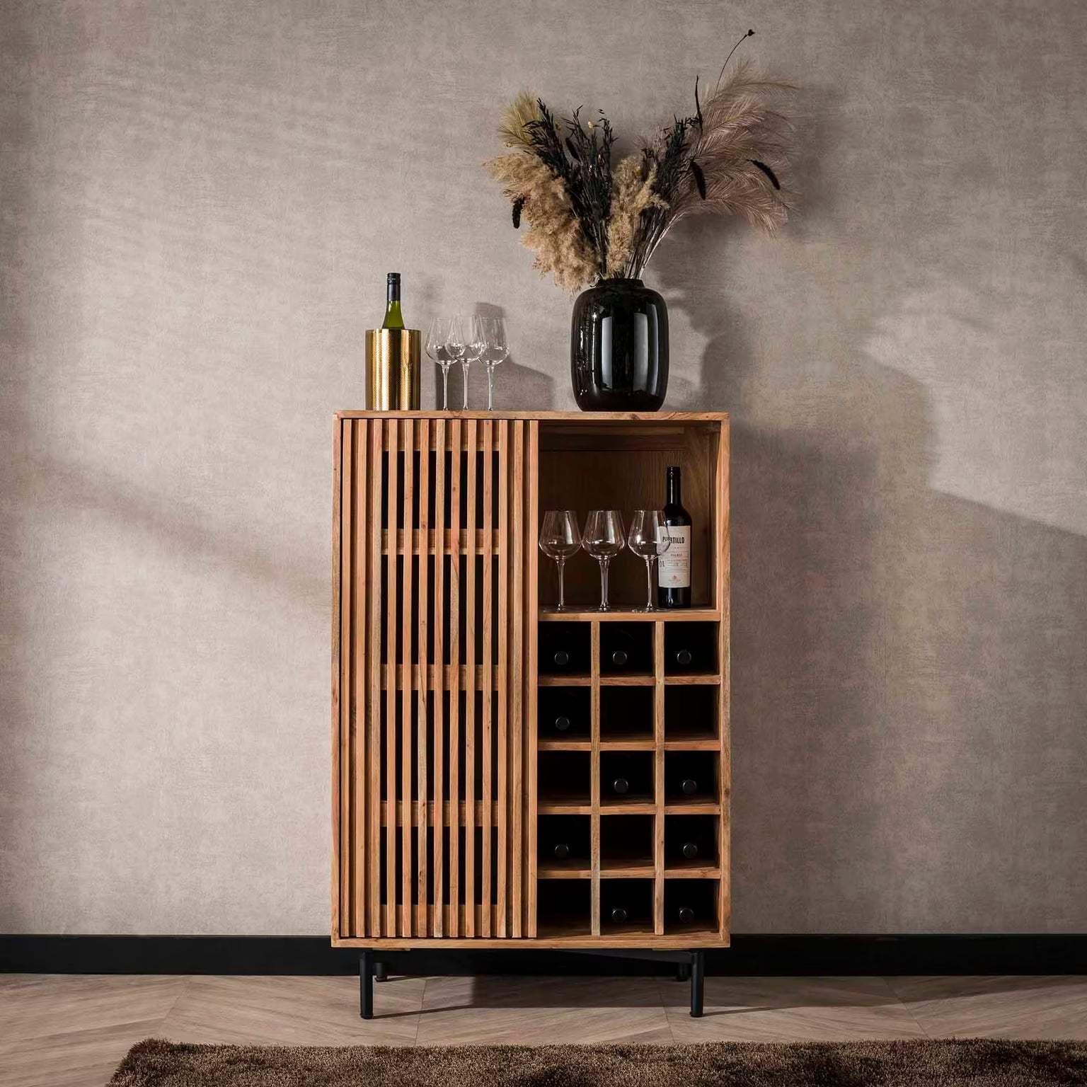 Wine Cabinet Slide / Solid acacia