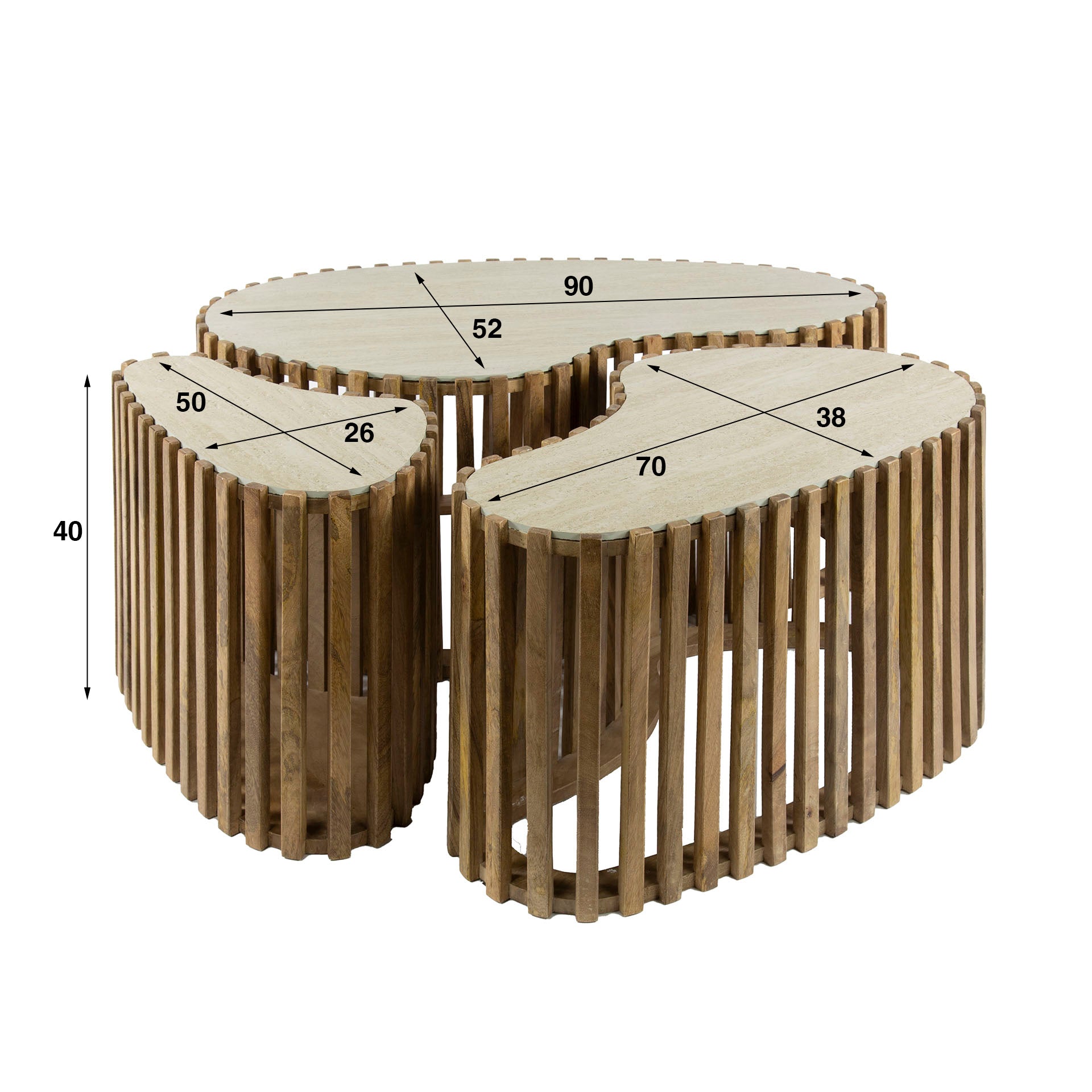 Salontafel Nuovo niervormig set/3