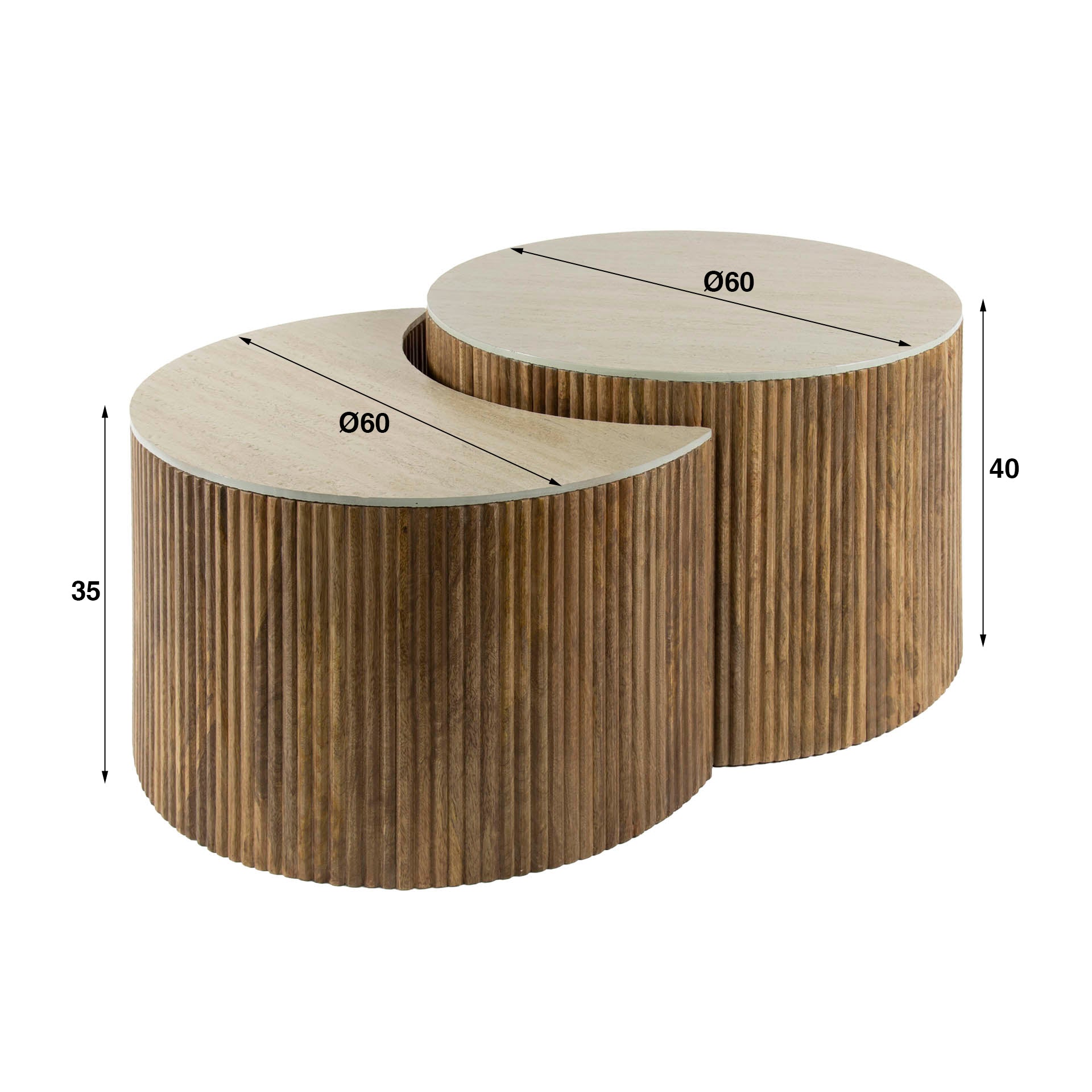 Salontafel Nuovo half rond set/2
