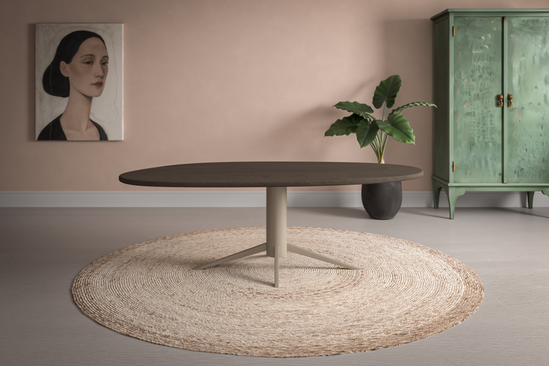 Walnoot eettafel - Organisch B - Quattro onderstel metaal