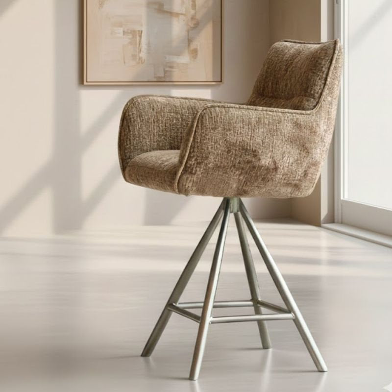 Hugo Dining Chair - Taupe - Base A