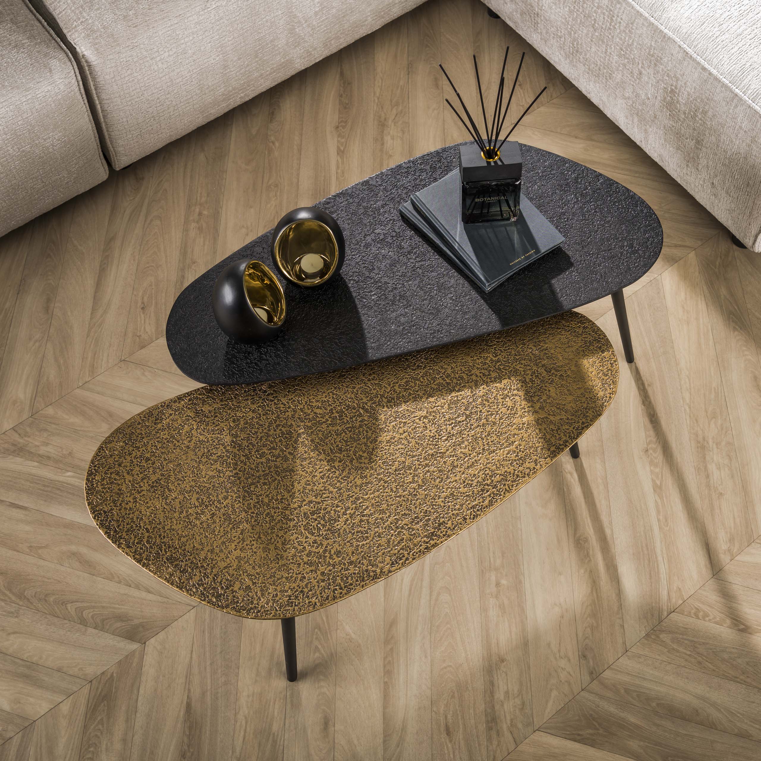 Salontafel Metallic niervormig set/2