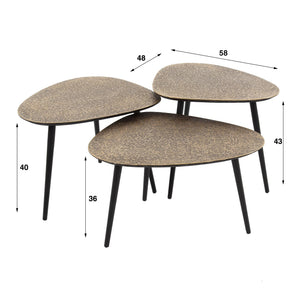 Salontafel Metallic driehoekig set/3